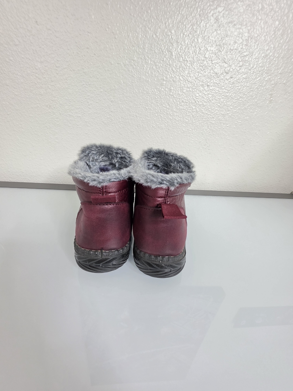 Womens Faux Fur Lined Winter Ankle Boots Burgundy EU 38 US 7 - Picture 10 of 12